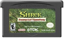 Cartridge artwork for Shrek: Swamp Kart Speedway on the Nintendo Game Boy Advance.