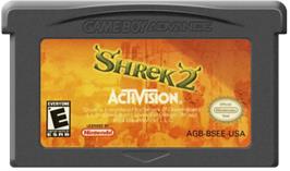 Cartridge artwork for Shrek 2: Beg for Mercy on the Nintendo Game Boy Advance.