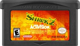 Cartridge artwork for Shrek 2 on the Nintendo Game Boy Advance.