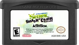 Cartridge artwork for Shrek Smash N' Crash Racing on the Nintendo Game Boy Advance.