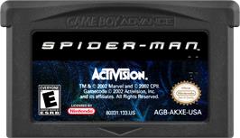 Cartridge artwork for Spider-man on the Nintendo Game Boy Advance.