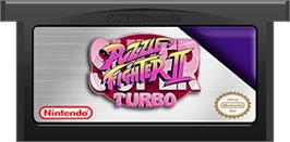 Cartridge artwork for Super Puzzle Fighter II Turbo on the Nintendo Game Boy Advance.