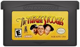 Cartridge artwork for The Three Stooges on the Nintendo Game Boy Advance.