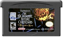 Cartridge artwork for Tim Burton's The Nightmare Before Christmas: The Pumpkin King on the Nintendo Game Boy Advance.