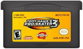 Cartridge artwork for Tony Hawk's Pro Skater 3 on the Nintendo Game Boy Advance.