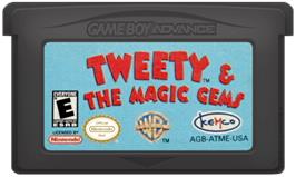 Cartridge artwork for Tweety and the Magic Gems on the Nintendo Game Boy Advance.
