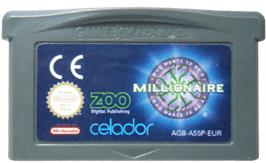 Cartridge artwork for Who Wants to Be a Millionaire on the Nintendo Game Boy Advance.