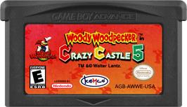Cartridge artwork for Woody Woodpecker In Crazy Castle 5 on the Nintendo Game Boy Advance.