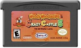 Cartridge artwork for Woody Woodpecker in Crazy Castle 5 on the Nintendo Game Boy Advance.