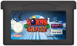 Cartridge artwork for Worms Blast on the Nintendo Game Boy Advance.