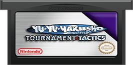 Cartridge artwork for Yu Yu Hakusho Tournament Tactics on the Nintendo Game Boy Advance.
