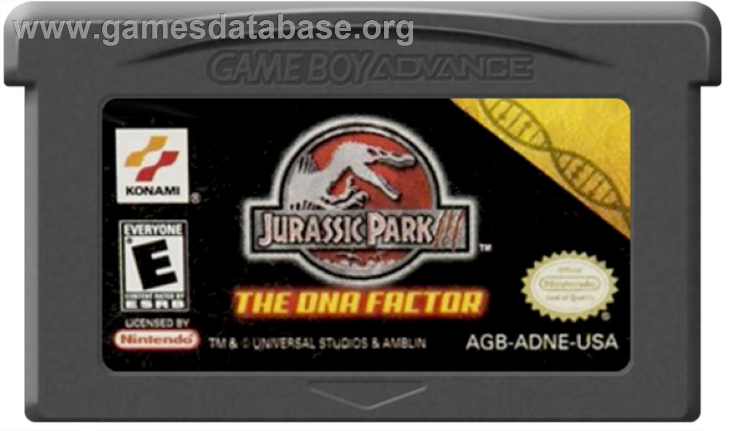Jurassic Park III: The DNA Factor - Nintendo Game Boy Advance - Artwork - Cartridge