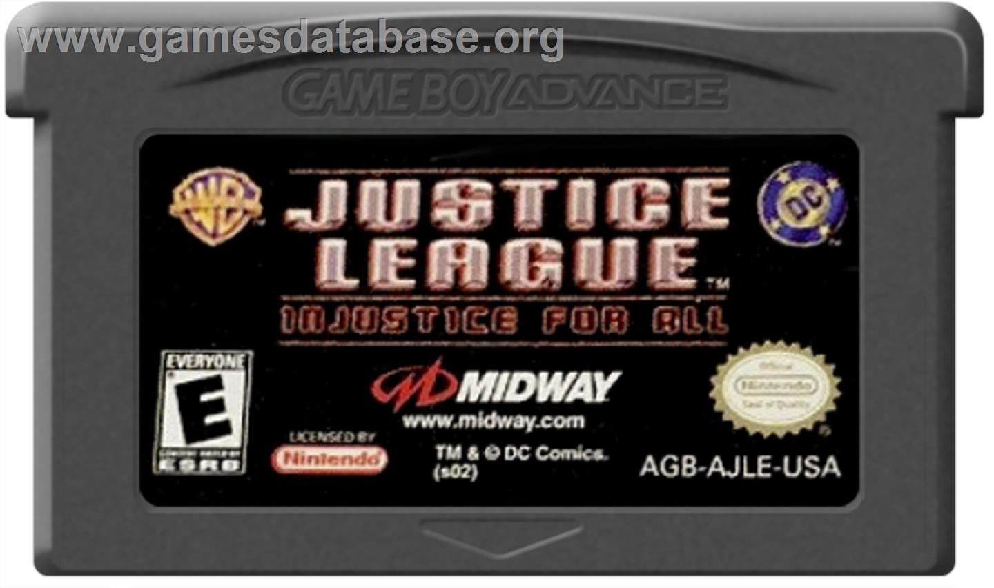 Justice League: Injustice for All - Nintendo Game Boy Advance - Artwork - Cartridge
