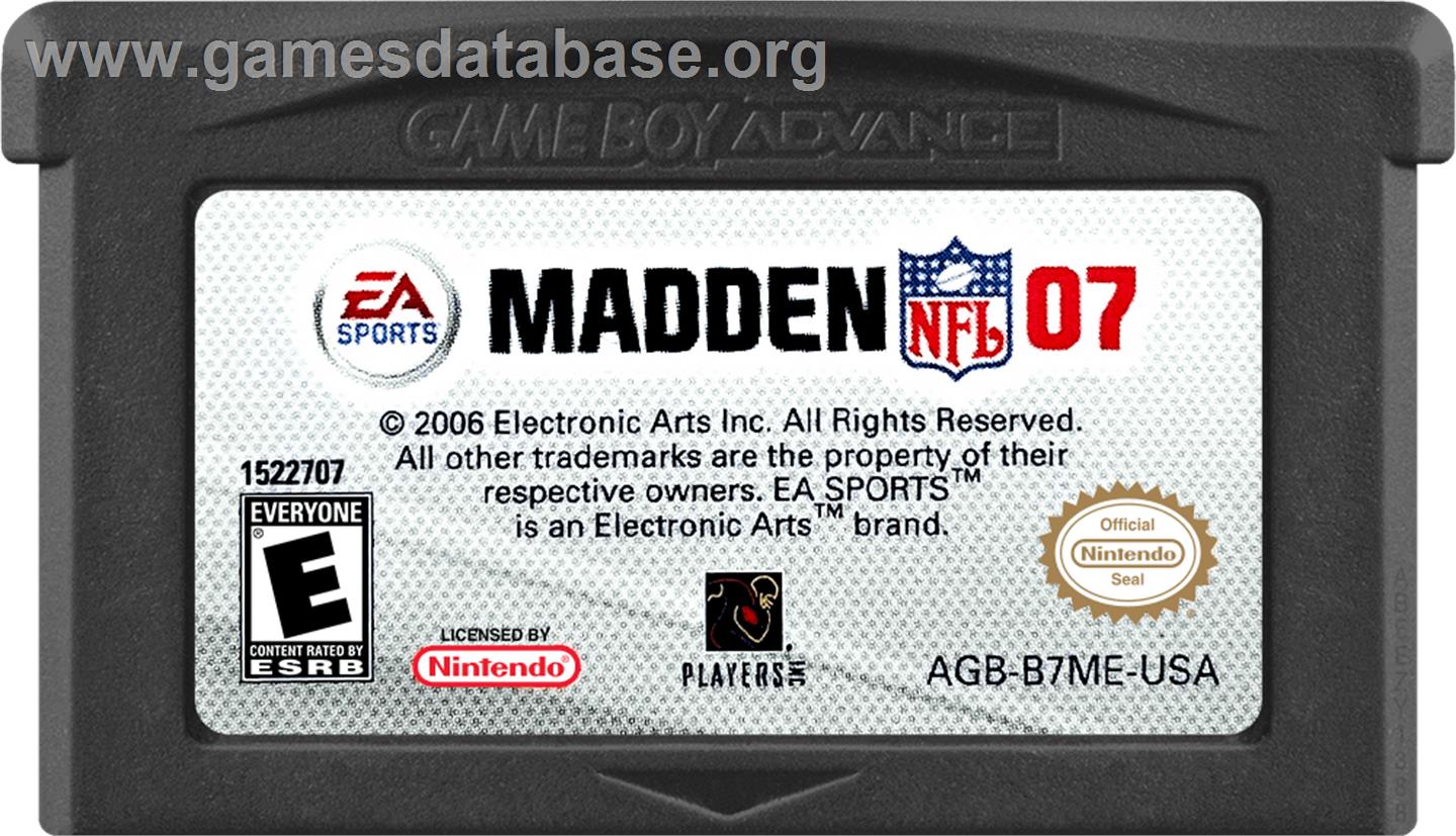 Madden Nfl 07 - Nintendo Game Boy Advance - Artwork - Cartridge