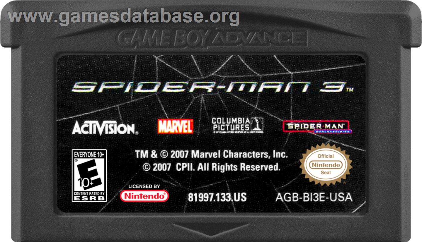 Spider-man 3 - Nintendo Game Boy Advance - Artwork - Cartridge