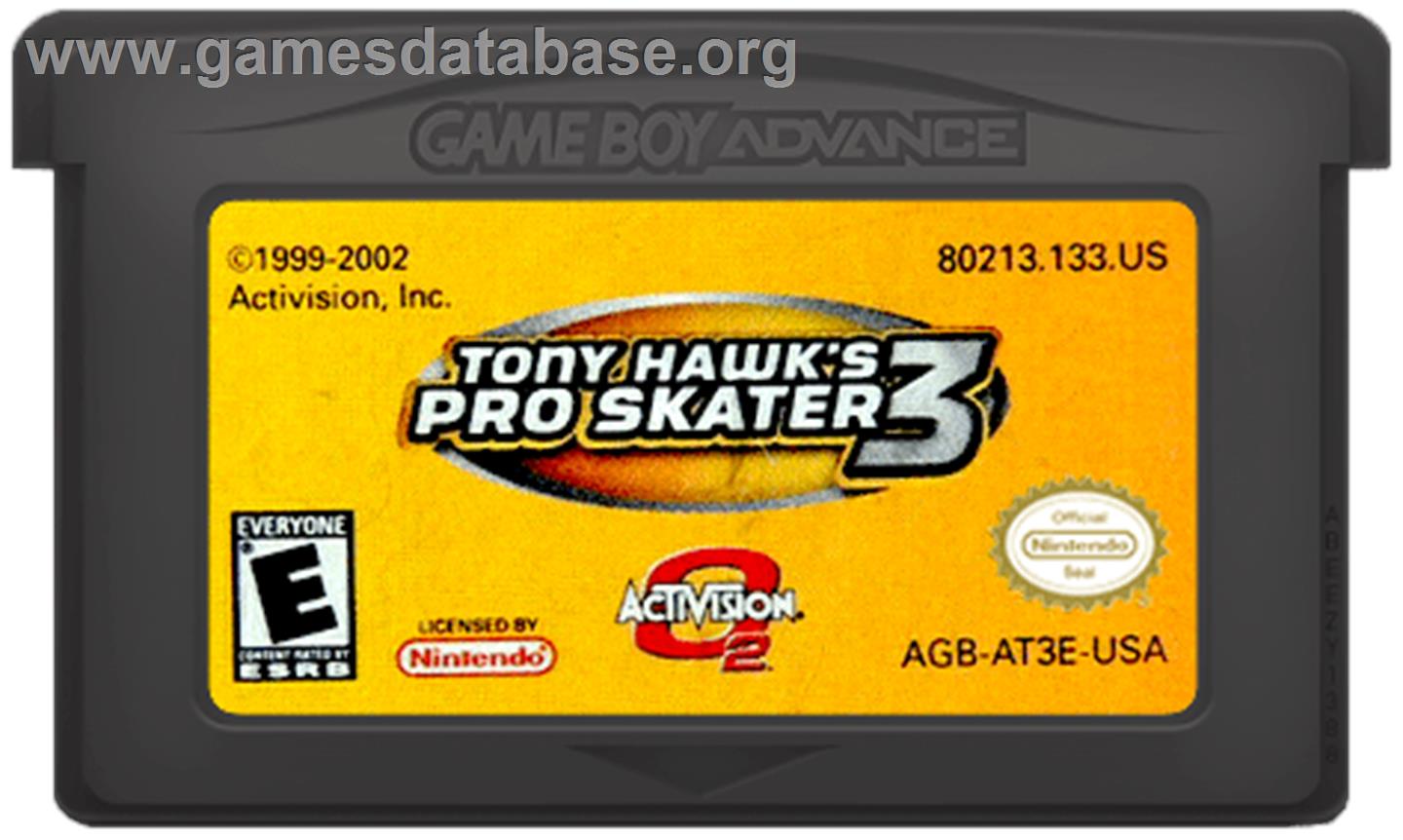 Tony Hawk's Pro Skater 3 - Nintendo Game Boy Advance - Artwork - Cartridge