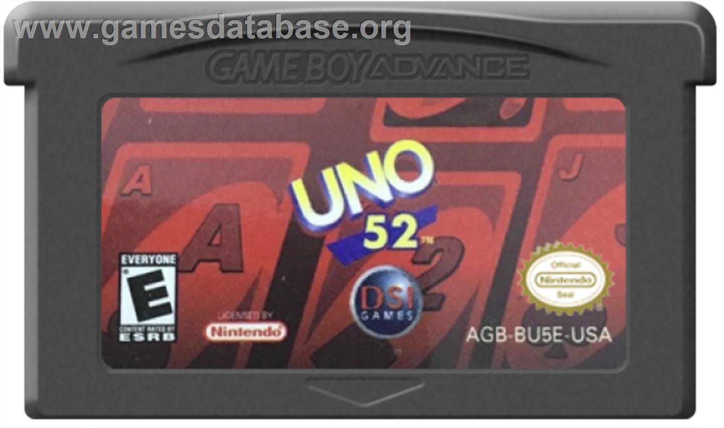 Uno 52 - Nintendo Game Boy Advance - Artwork - Cartridge