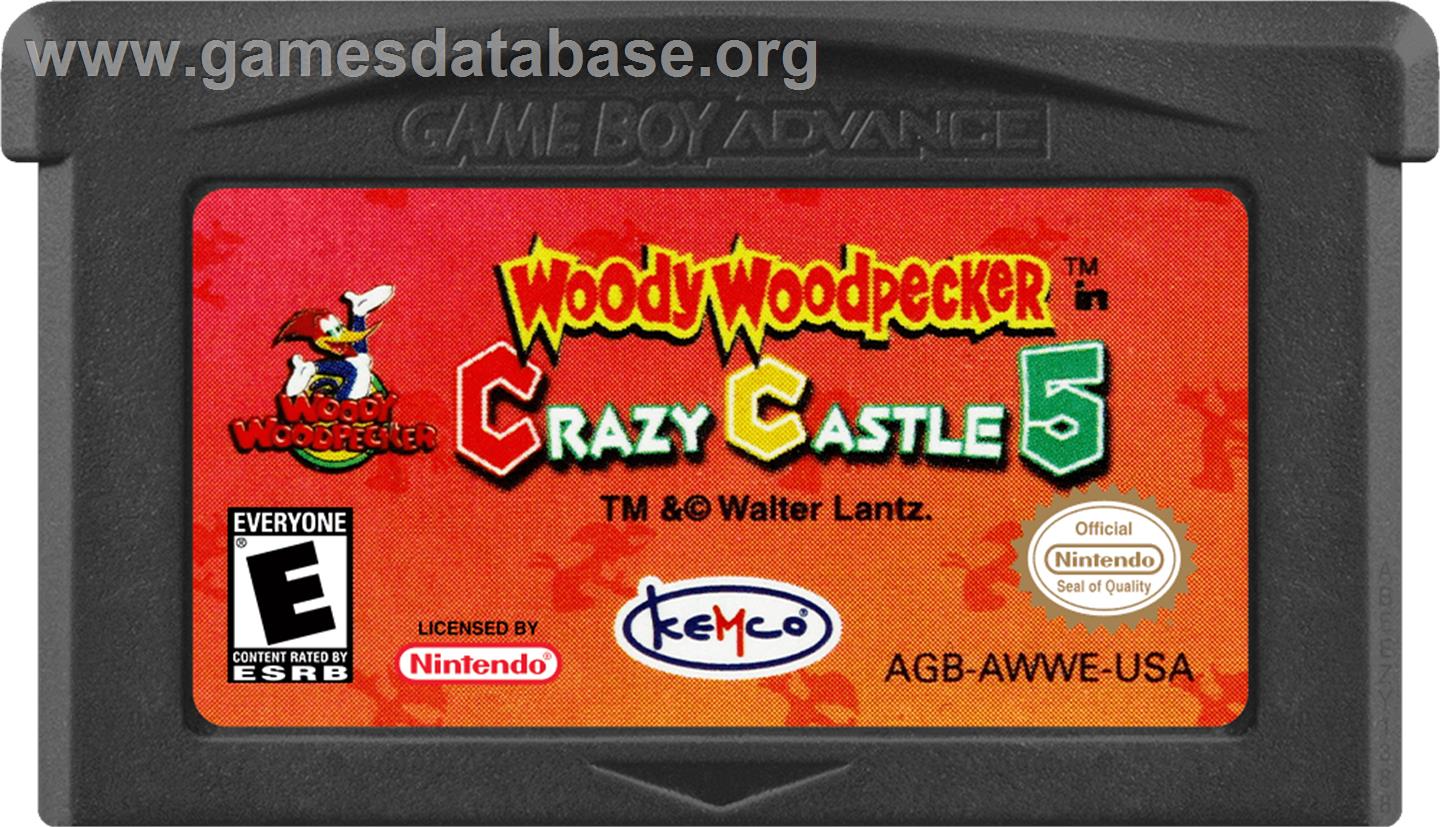 Woody Woodpecker In Crazy Castle 5 - Nintendo Game Boy Advance - Artwork - Cartridge