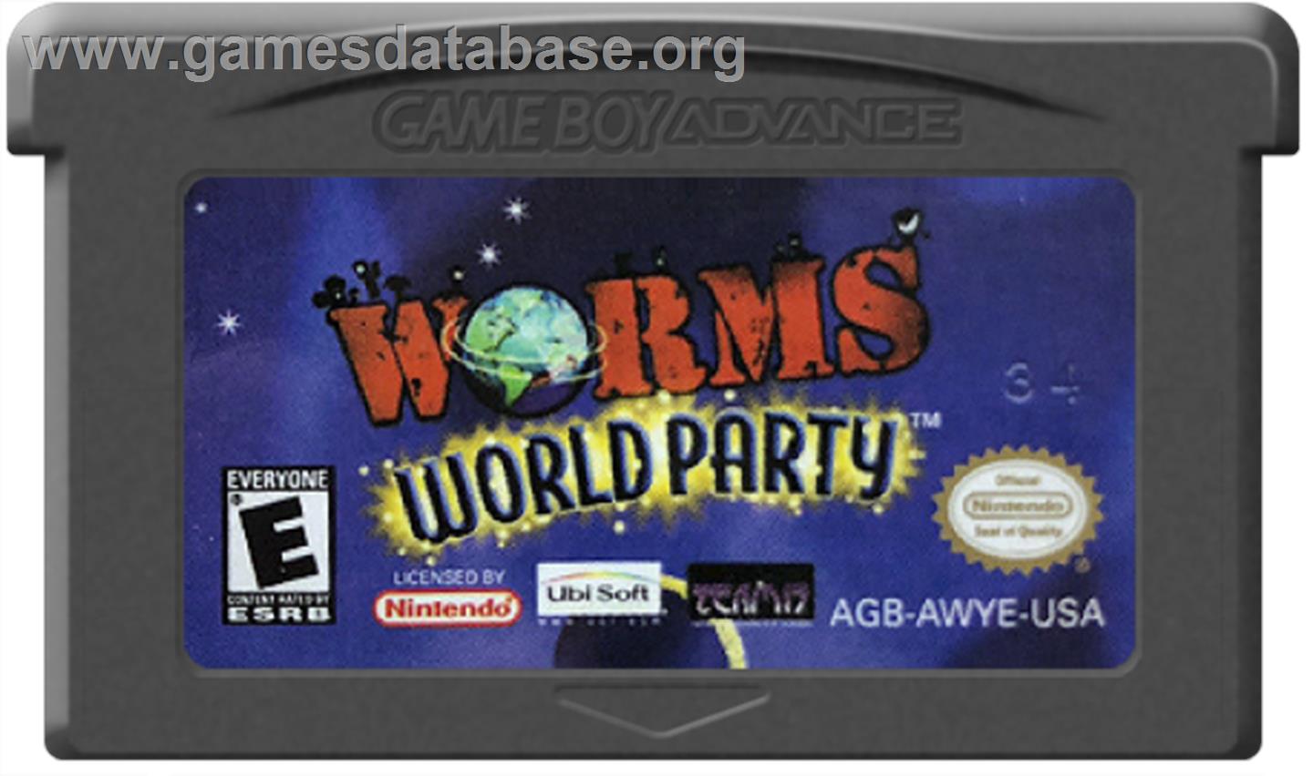 Worms World Party - Nintendo Game Boy Advance - Artwork - Cartridge