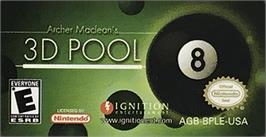 Top of cartridge artwork for Archer Maclean's 3d Pool on the Nintendo Game Boy Advance.