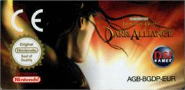 Top of cartridge artwork for Baldur's Gate: Dark Alliance on the Nintendo Game Boy Advance.