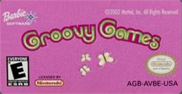 Top of cartridge artwork for Barbie Groovy Games on the Nintendo Game Boy Advance.