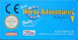 Top of cartridge artwork for Barbie Horse Adventures: Blue Ribbon Race on the Nintendo Game Boy Advance.