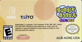 Top of cartridge artwork for Bubble Bobble Old & New on the Nintendo Game Boy Advance.