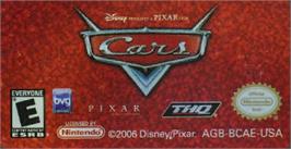 Top of cartridge artwork for Cars on the Nintendo Game Boy Advance.