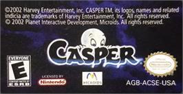 Top of cartridge artwork for Casper on the Nintendo Game Boy Advance.