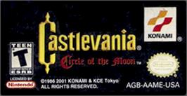 Top of cartridge artwork for Castlevania: Aria of Sorrow on the Nintendo Game Boy Advance.