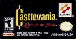 Top of cartridge artwork for Castlevania on the Nintendo Game Boy Advance.