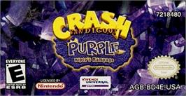 Top of cartridge artwork for Crash Bandicoot Purple: Ripto's Rampage on the Nintendo Game Boy Advance.