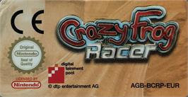 Top of cartridge artwork for Crazy Frog Racer on the Nintendo Game Boy Advance.
