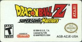 Top of cartridge artwork for Dragon Ball Z - Supersonic Warriors on the Nintendo Game Boy Advance.