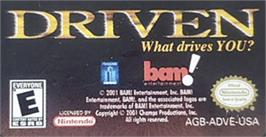 Top of cartridge artwork for Driven on the Nintendo Game Boy Advance.