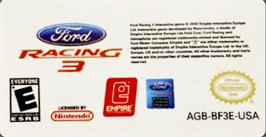 Top of cartridge artwork for Ford Racing 3 on the Nintendo Game Boy Advance.