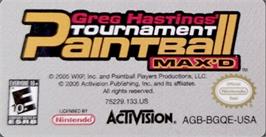 Top of cartridge artwork for Greg Hastings' Tournament Paintball Max'd on the Nintendo Game Boy Advance.