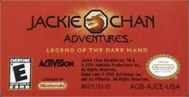 Top of cartridge artwork for Jackie Chan Adventures: Legend of the Dark Hand on the Nintendo Game Boy Advance.