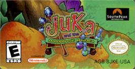 Top of cartridge artwork for Juka and the Monophonic Menace on the Nintendo Game Boy Advance.