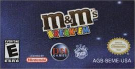 Top of cartridge artwork for M&M's Break' Em on the Nintendo Game Boy Advance.