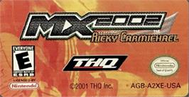 Top of cartridge artwork for MX 2002 featuring Ricky Carmichael on the Nintendo Game Boy Advance.