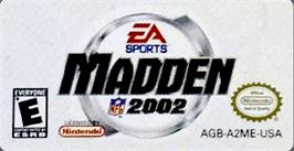 Top of cartridge artwork for Madden NFL 2002 on the Nintendo Game Boy Advance.
