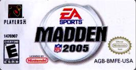 Top of cartridge artwork for Madden NFL 2005 on the Nintendo Game Boy Advance.
