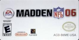 Top of cartridge artwork for Madden Nfl 06 on the Nintendo Game Boy Advance.