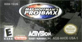 Top of cartridge artwork for Mat Hoffman's Pro BMX on the Nintendo Game Boy Advance.