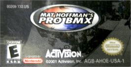 Top of cartridge artwork for Mat Hoffman's Pro Bmx on the Nintendo Game Boy Advance.