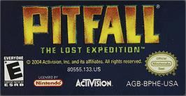 Top of cartridge artwork for Pitfall: The Lost Expedition on the Nintendo Game Boy Advance.