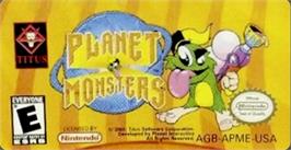Top of cartridge artwork for Planet Monsters on the Nintendo Game Boy Advance.
