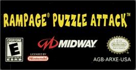 Top of cartridge artwork for Rampage Puzzle Attack on the Nintendo Game Boy Advance.